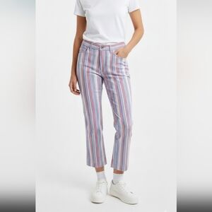 Elevenses straight leg size 6 orange yellow and blue striped Cropped pants